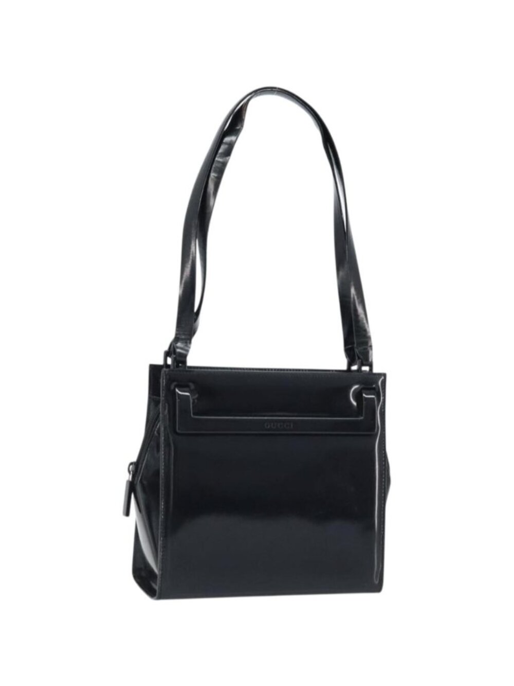 GUCCI Tote Bag Patent leather Black Silver